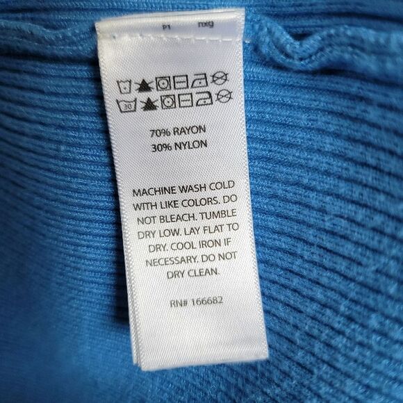 Caroline Constas Ribbed Knit V-Neck Midi Sweater Dress Blue Size Small - Picture 7 of 7